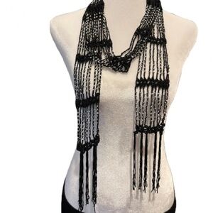 Chic Black Fringe Wrap Scarf